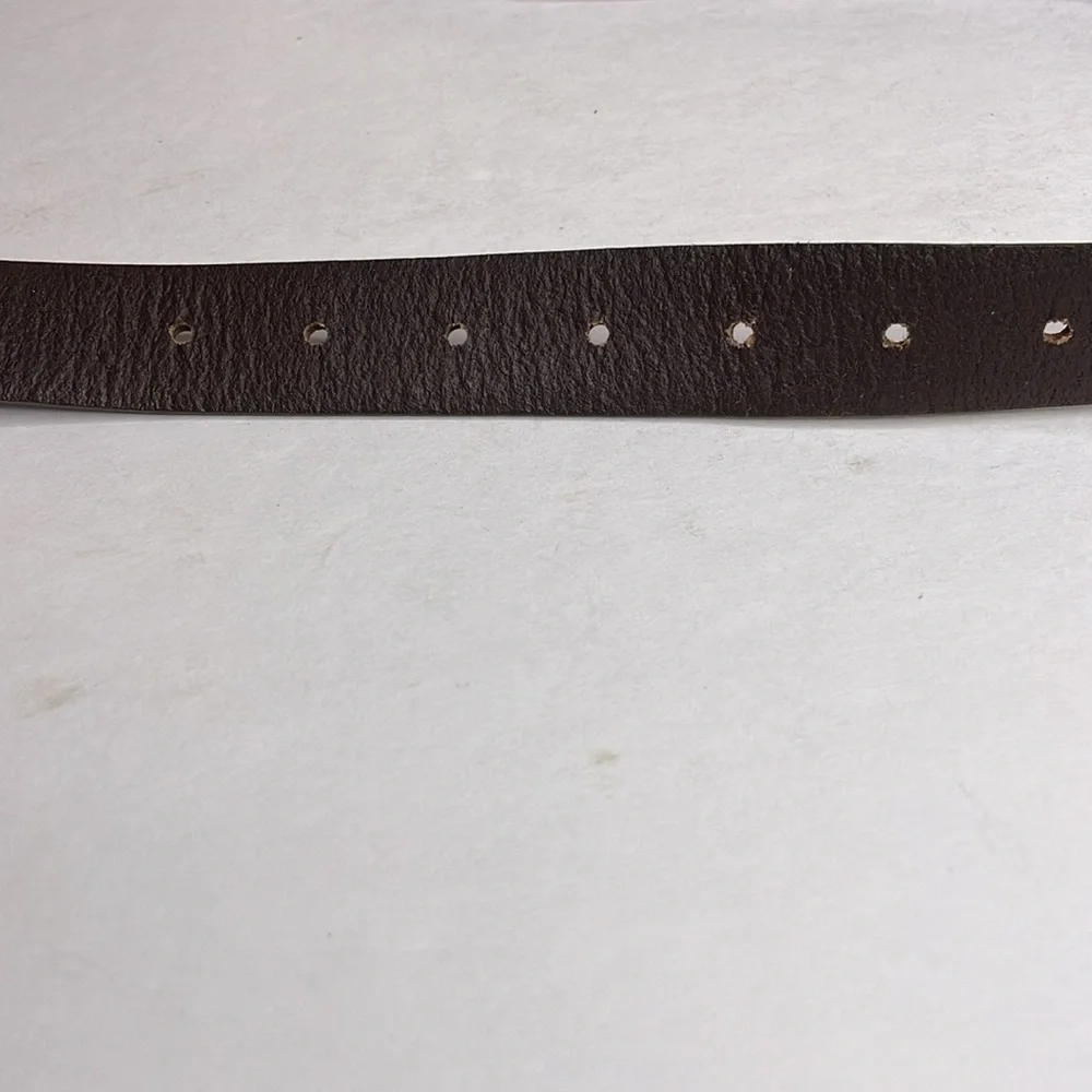 LEATHER BELT Men’s Brown Silver Hardware Handcrafted Corporate Wear Essential Lg